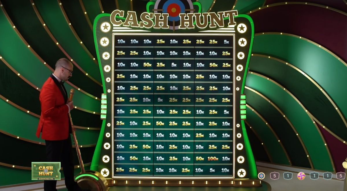In Cash Hunt players of Crazy Time by Evolution Gaming can release the cannon to reveal their prize