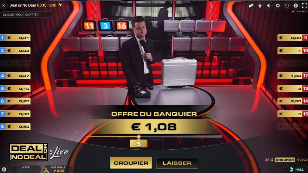 Live casino game Deal or No Deal is broadcasted in HD video and comprises a live studio section along with two RNG segments preceding it.