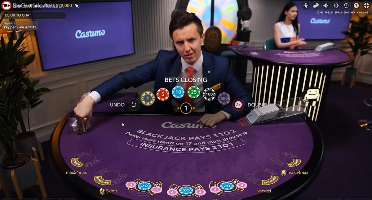 Casumo online casino provides a satisfying selection of top live dealer table games