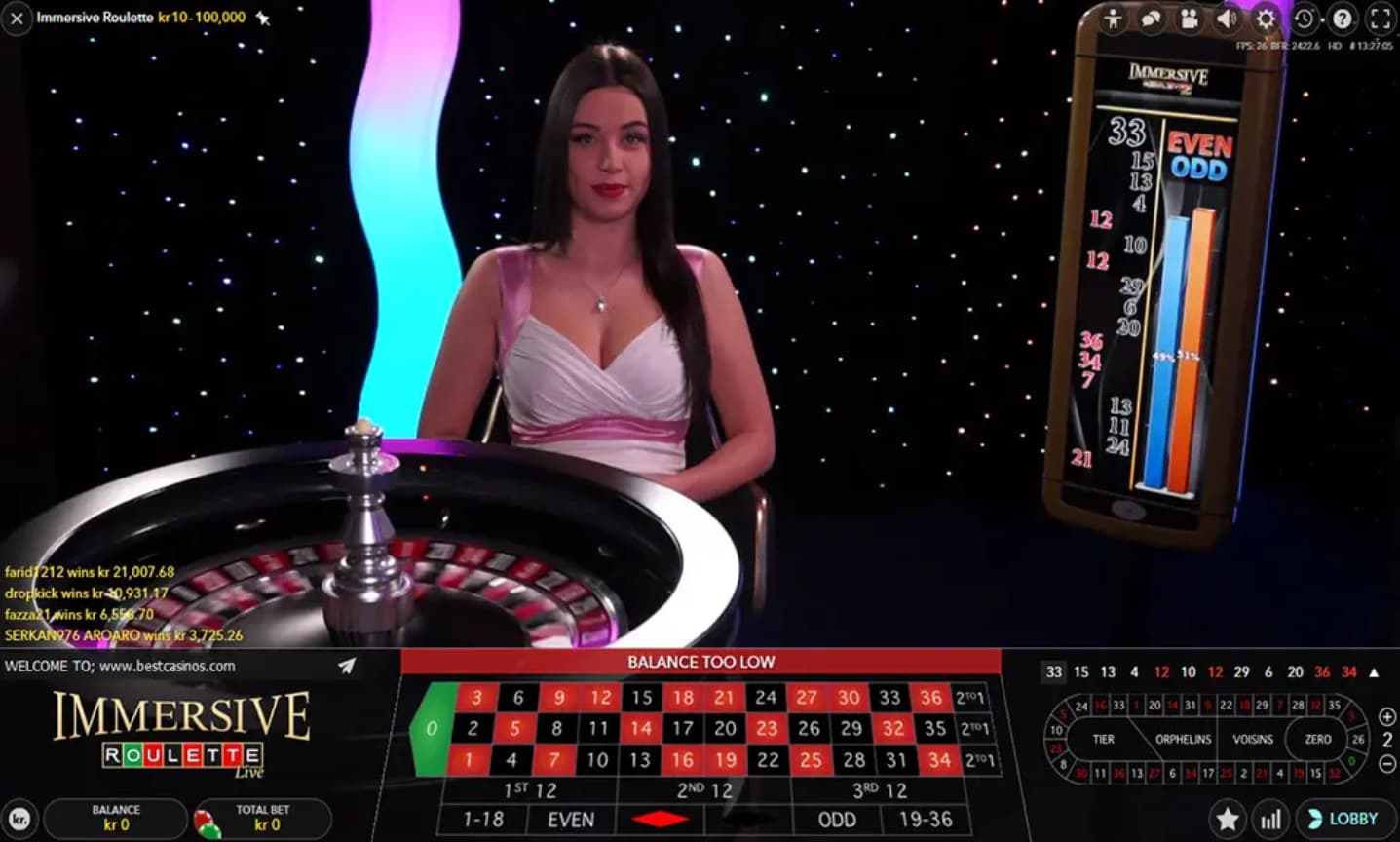 Immersive Roulette operates similarly to other types of Live Roulette games