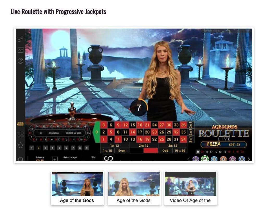 Live Progressive Roulette which features tables with the opportunity to potentially win a progressive jackpot