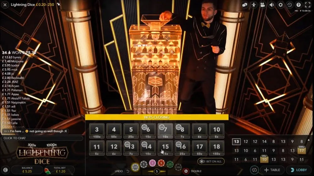 Lightning Dice by Evolution Gaming emerges as a frontrunner in live casino entertainment. 