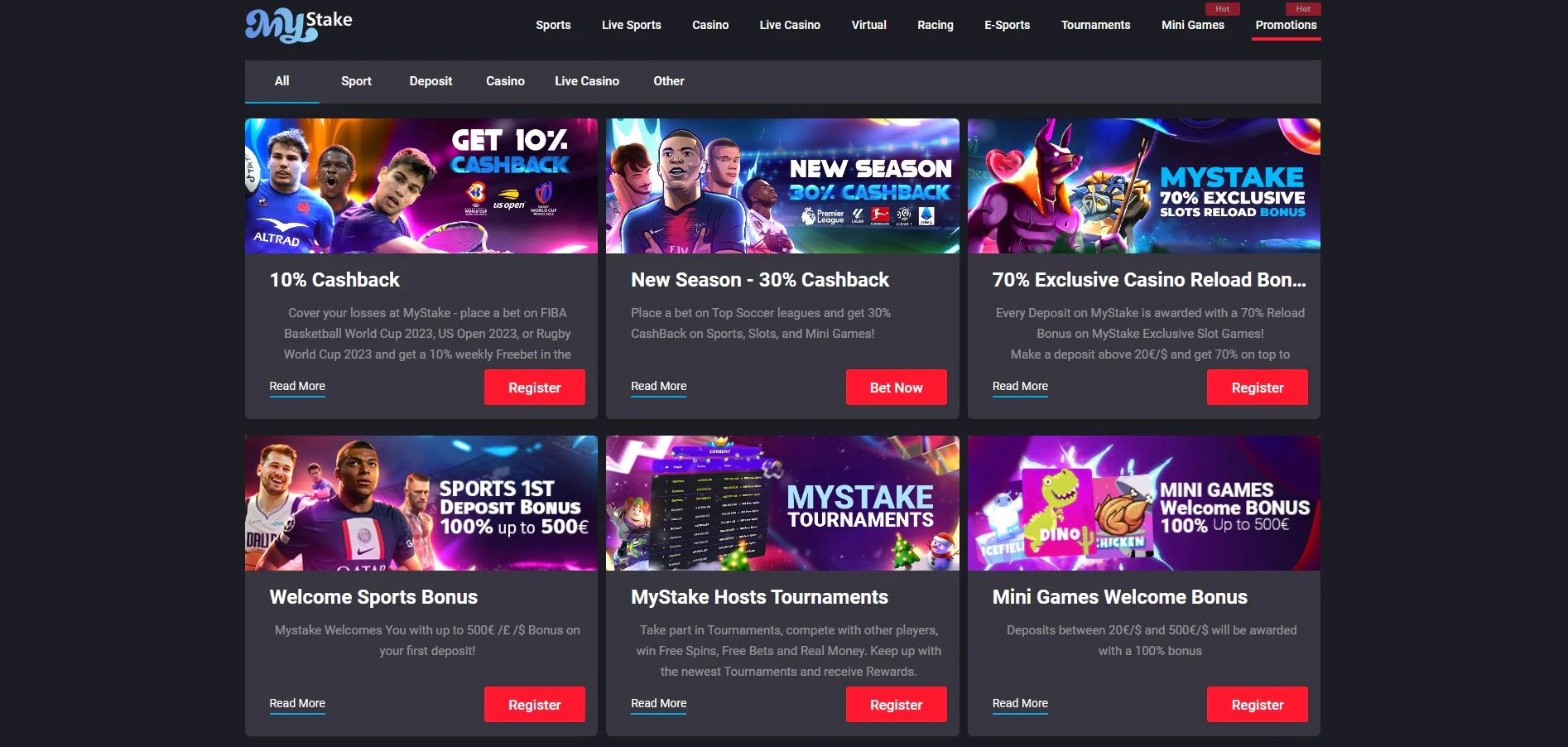 To supplement player’s gambling experience, MyStake offers a huge selection of lucrative promotions