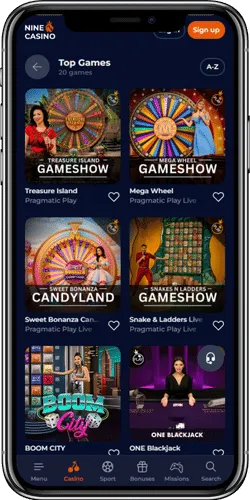 Nine Casino is well-adapted for mobile play, so you can easily enjoy its services in a web browser on your smartphone or tablet