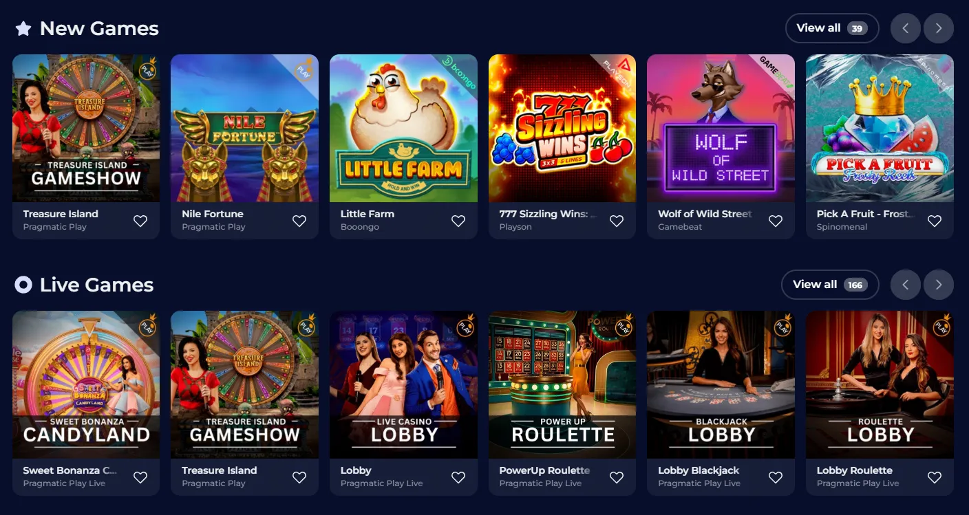 The game lobby at Nine Casino caters to the expectations of many players across the globe
