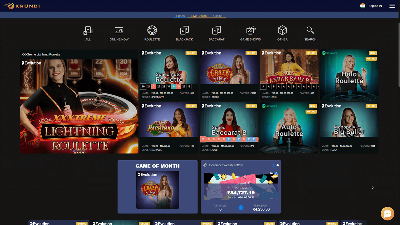 Krundi Live Casino